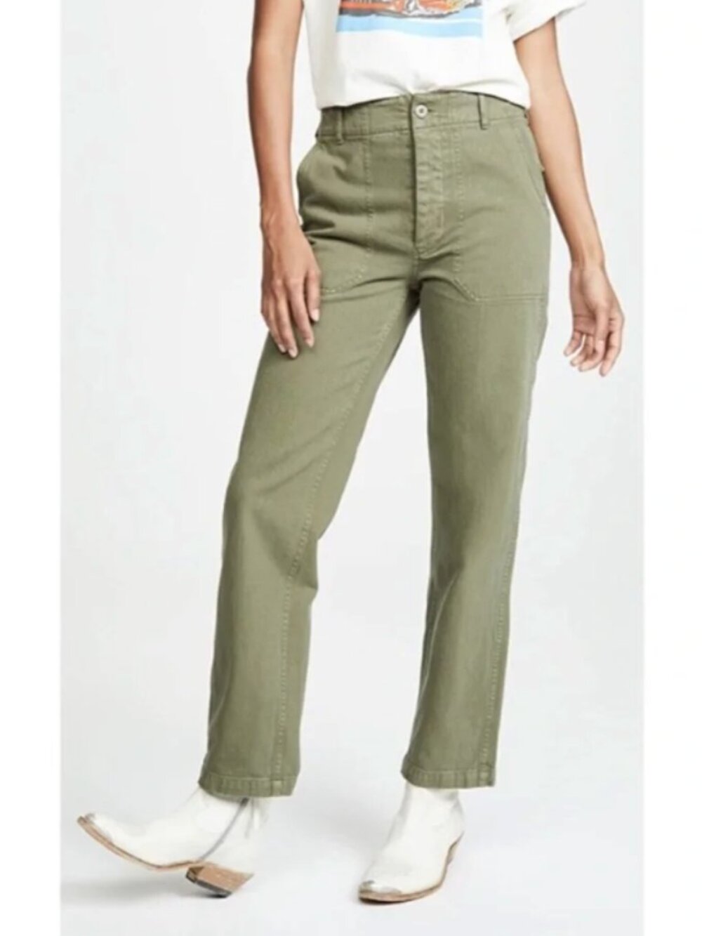 Re/Done 50s Military Trousers in Olive, sz 24